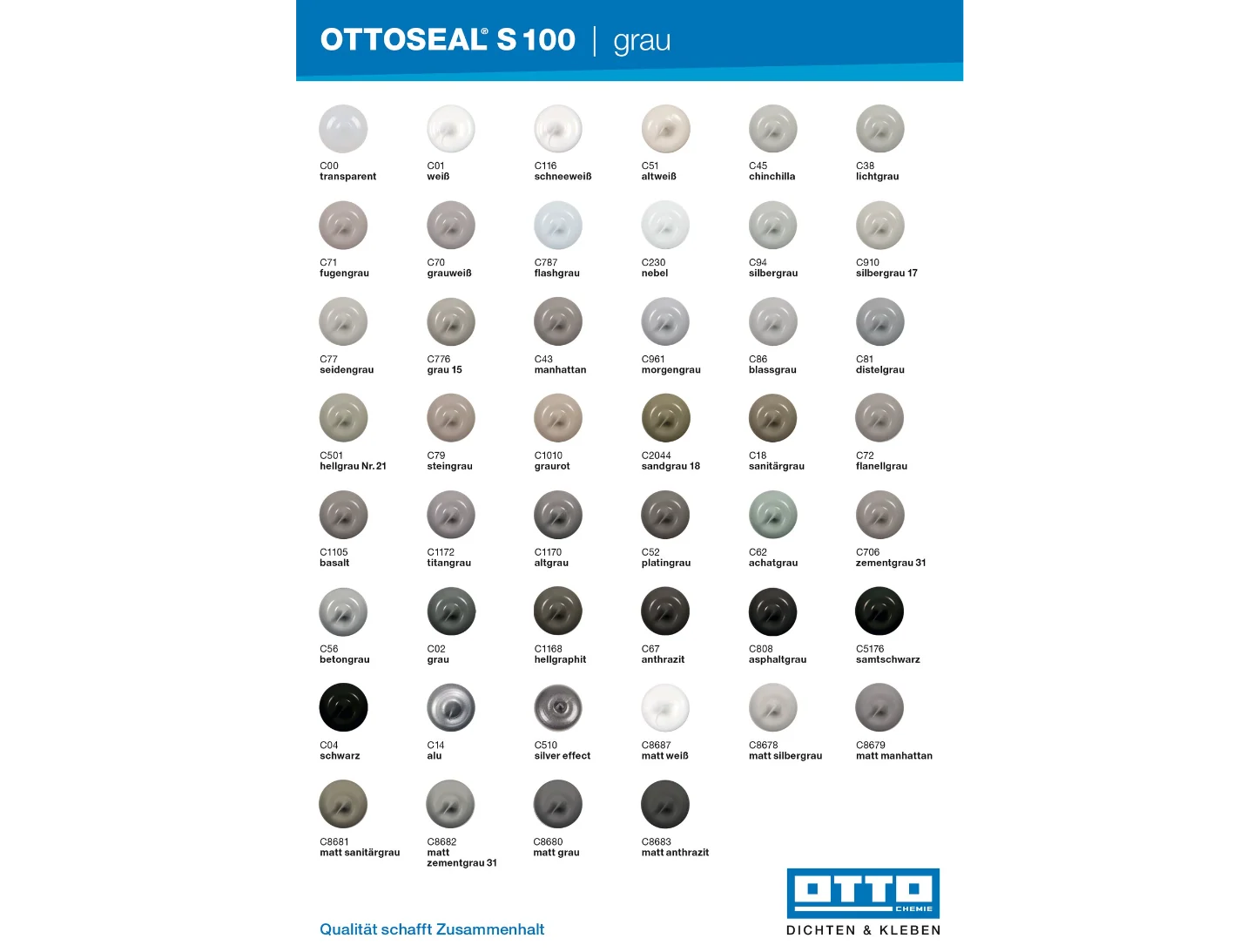 Farbkarte / Farbübersicht Ottoseal S100 Silikon – OTTO-Chemie – Produktbild 2