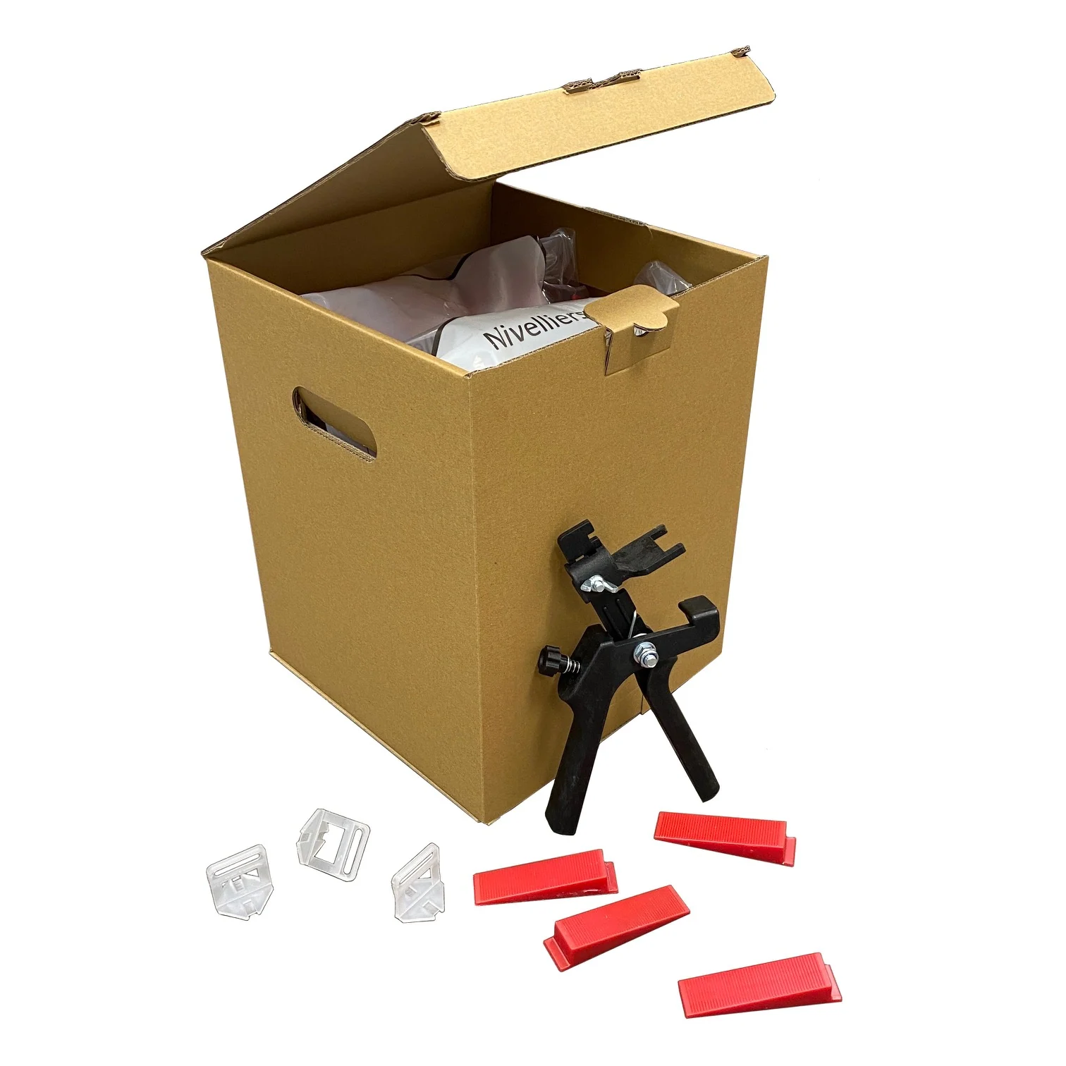 Verlegefix Basis-Set L 1,5 mm / Kunststoff-Zange / 100 Laschen / 100 Keile – Produktbild 2