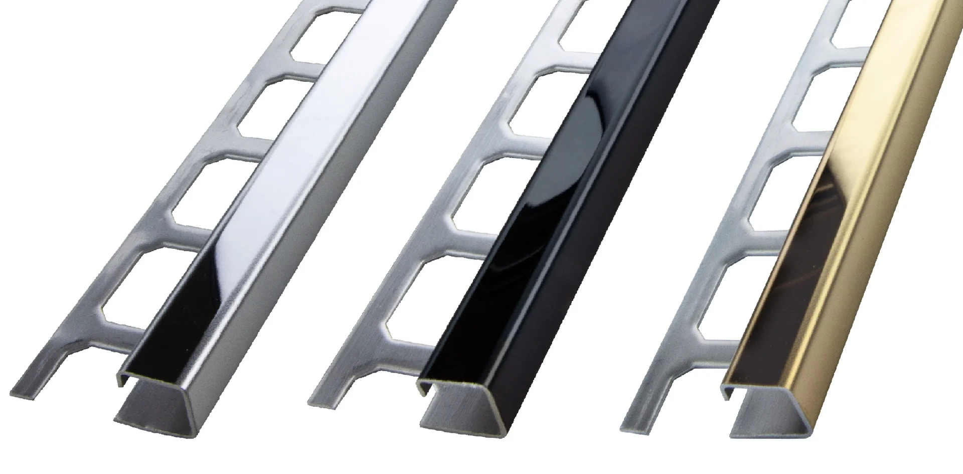 Quadratprofil / Ecken Chrom-Optik, schwarz, gold