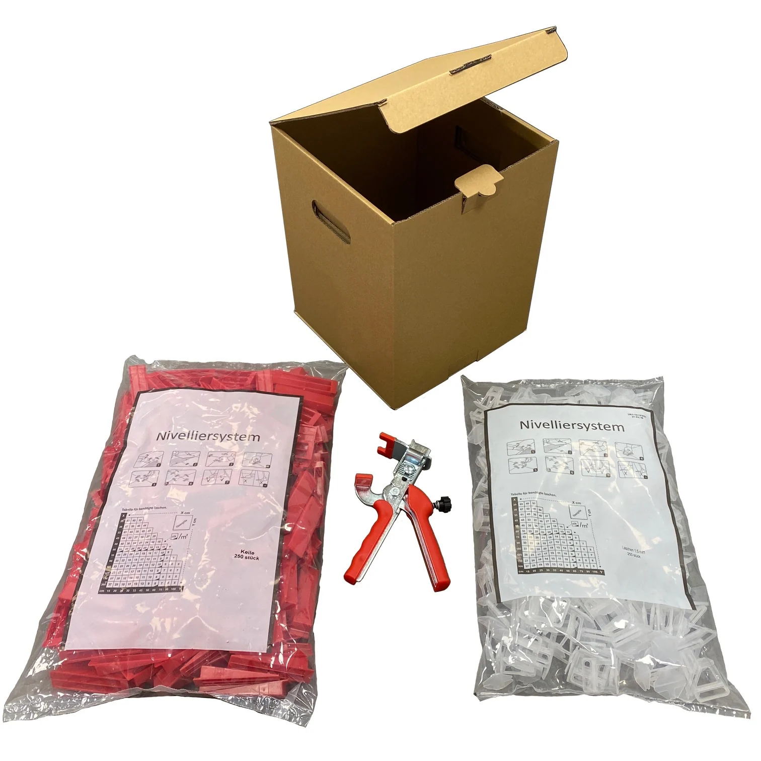 Verlegefix Basis-Set XL 1 mm / Metall-Zange / 250 Laschen / 250 Keile – Produktbild 3