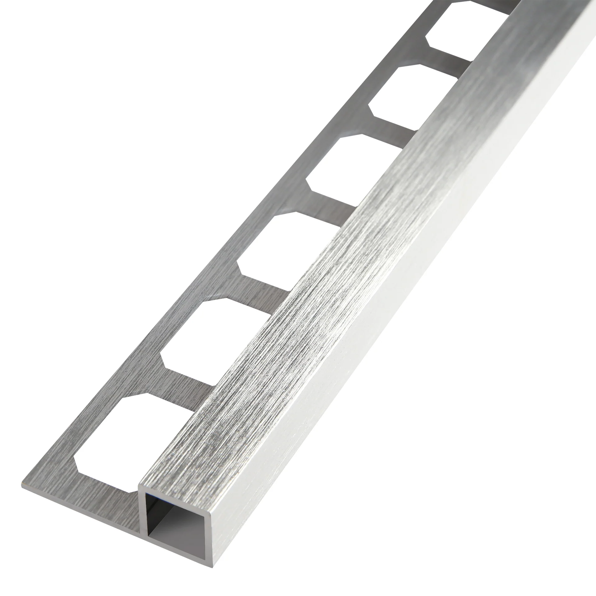 Quadratprofil / Ecken Aluminium gebürstet silber hochglanzeloxiert
