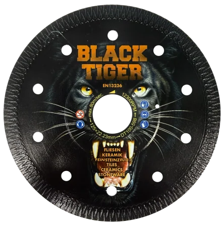 High-End-Diamantscheibe BLACK TIGER, 125 mm, 1,3 mm, Ornamentsegment, verstärkter Flansch