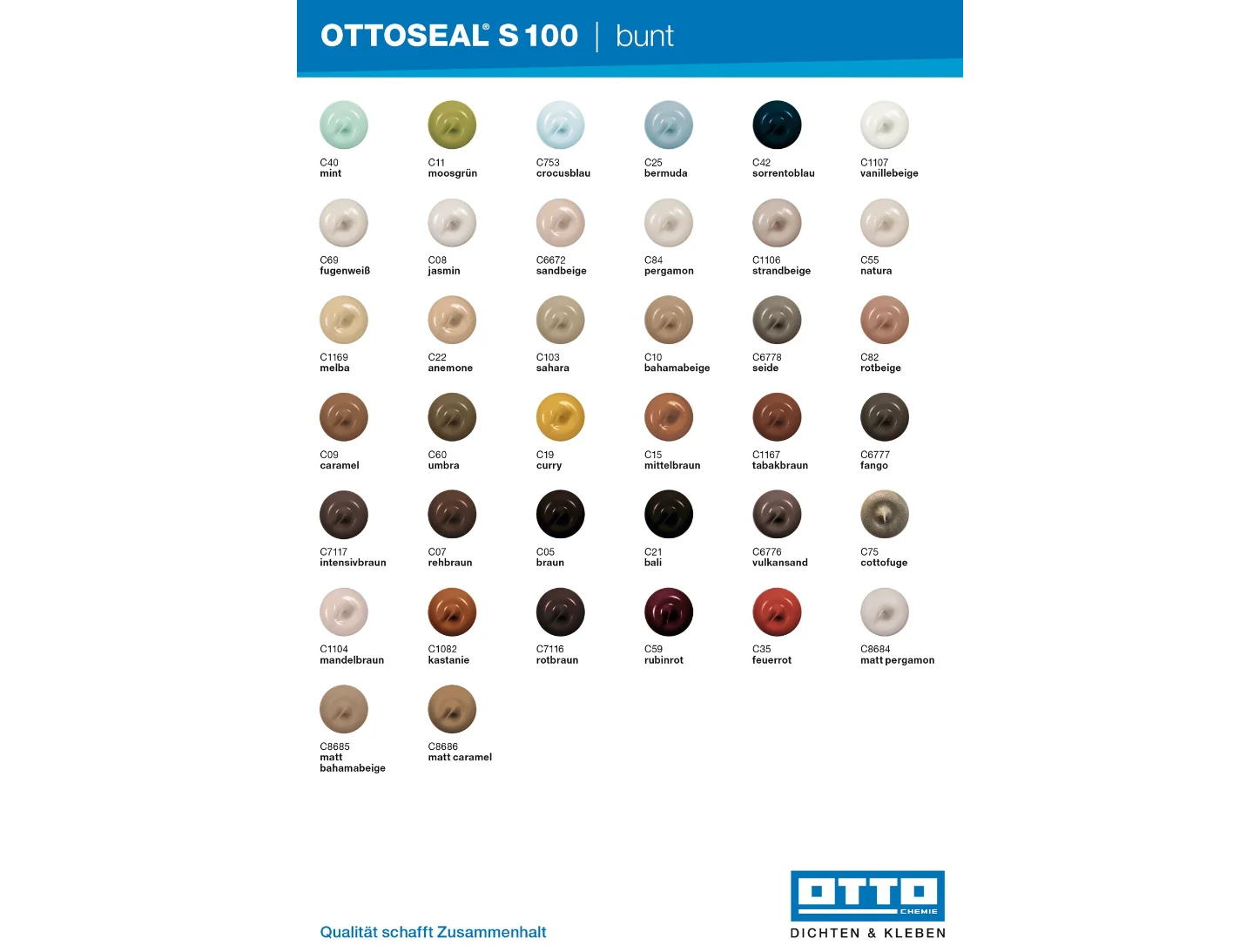 Farbkarte / Farbübersicht Ottoseal S100 Silikon – OTTO-Chemie – Produktbild 3