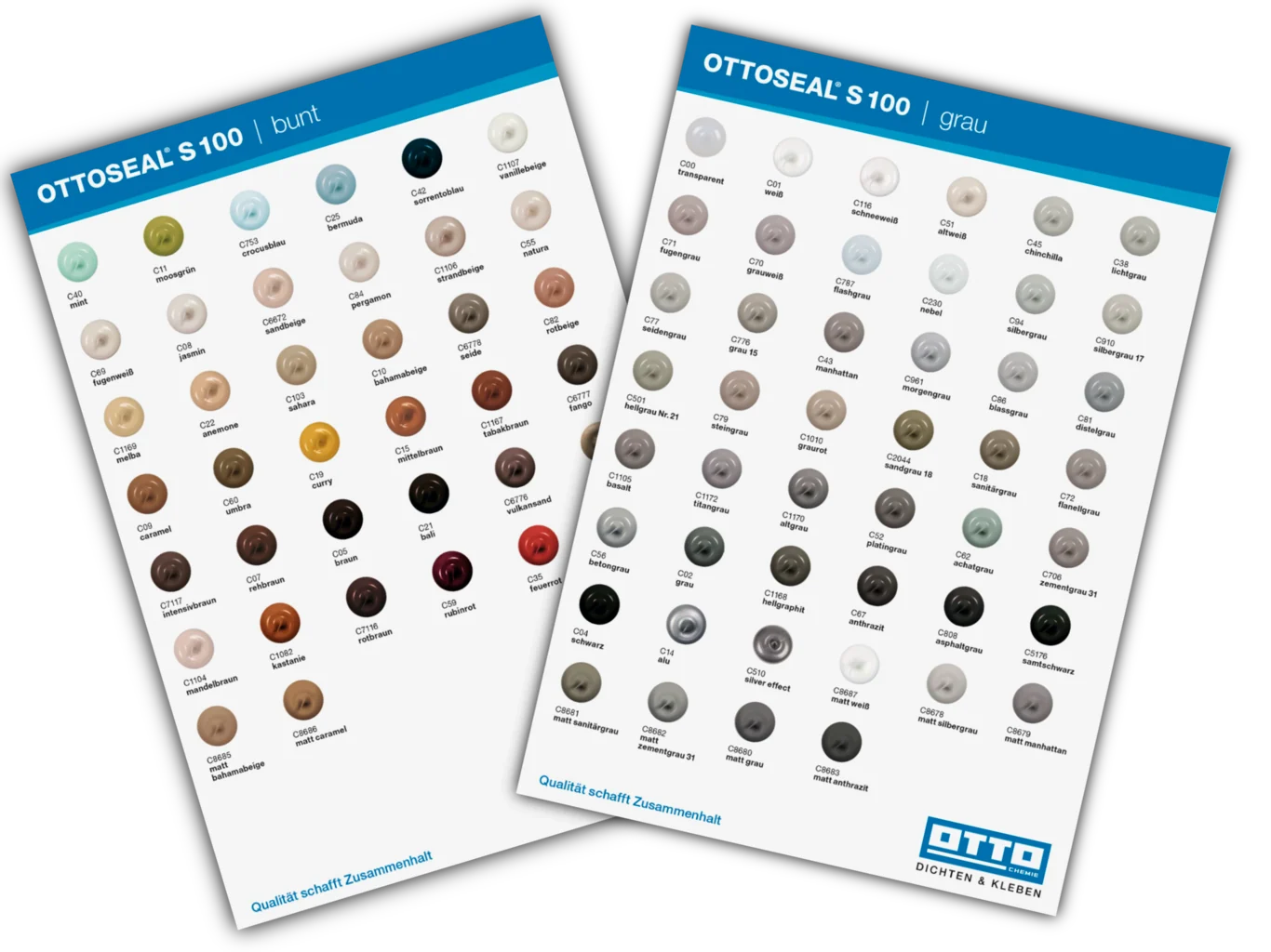 Farbkarte / Farbübersicht Ottoseal S100 Silikon – OTTO-Chemie