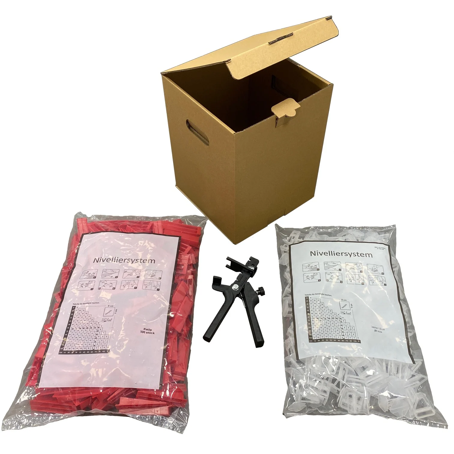 Verlegefix Basis-Set L 1,5 mm / Kunststoff-Zange / 100 Laschen / 100 Keile – Produktbild 3