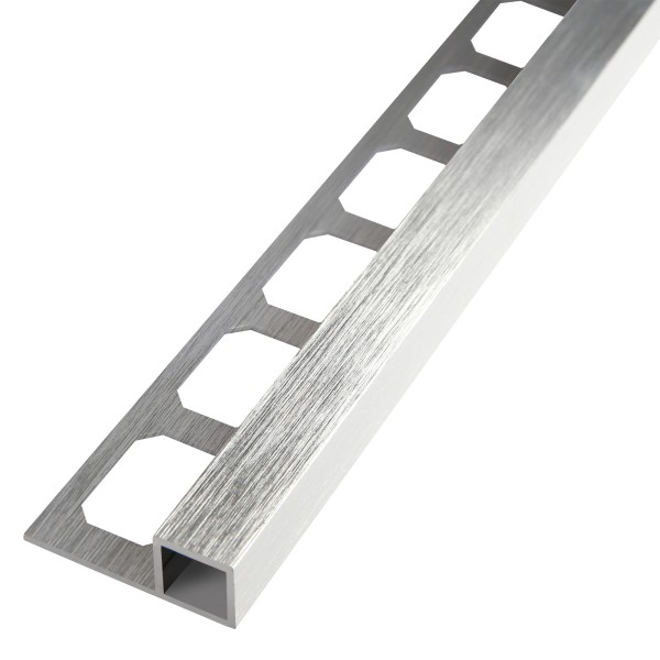 Quadratprofil / Ecken Aluminium gebürstet silber hochglanzeloxiert