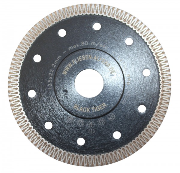 High-End-Diamantscheibe "BLACK TIGER", 125 mm, 1,3 mm, Ornamentsegment, verstärkter Flansc