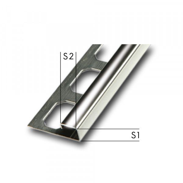 Quadratprofil V2A / Ecken / glänzend, Höhe 7 - 12,5 mm