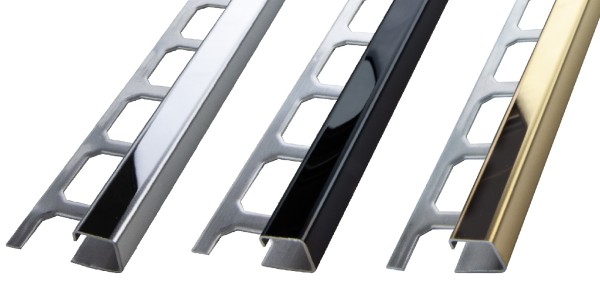 Quadratprofil / Ecken Chrom-Optik, schwarz, gold
