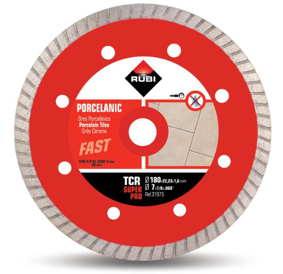 RUBI Diamantscheibe TCR 180 mm Superpro / Turbo für Feinsteinzeug (Art. 31975)