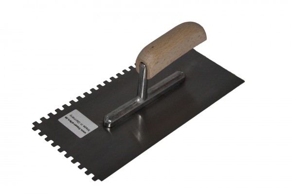 Zahnspachtel mit Holzgriff, 6, 8, 10 und 12 mm (Carbonstahl)
