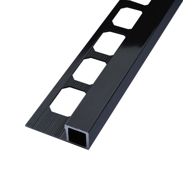Quadratprofil / Ecken Aluminium schwarz, hochglanzeloxiert