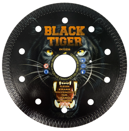 High-End-Diamantscheibe BLACK TIGER, 125 mm, 1,3 mm, Ornamentsegment, verstärkter Flansch