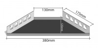 Eck-Duschablage (befliesbar) 175 x 130 x 175 x 380 mm, Form: Trapez (Tiefe: 125 mm)