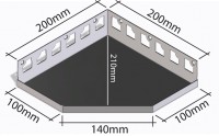 Eck-Duschablage (befliesbar) 200 x 200 mm, Form: Diamant (Tiefe: 210 mm)