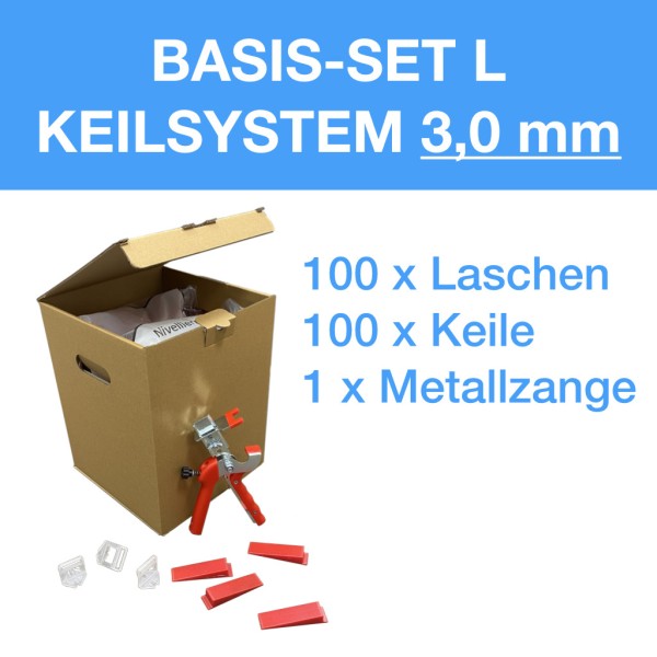 Verlegefix Basis-Set L 3 mm / Metall-Zange / 100 Laschen / 100 Keile
