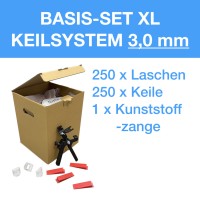 Verlegefix Basis-Set XL 3 mm / Kunststoff-Zange / 250 Laschen / 250 Keile